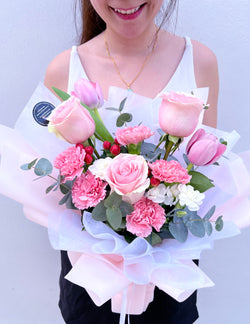 Graceful Elegance - Pink Roses w Carnations w Tulips