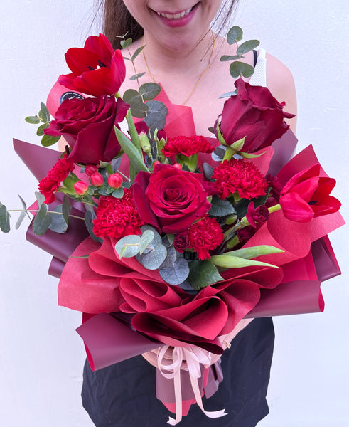 Adorning Love - Red Roses w Carnations w Tulips